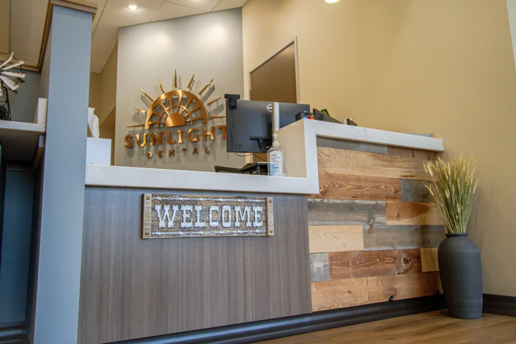 "Welcome" sign at the front desk at Sunlight Dental | Locally-owned dentist in Cheyenne, WY